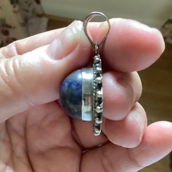 𝅺sterling SILVER 925 LAPIS ROUND PENDANT​ - Picture 5 of 9